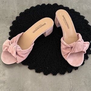 Made in Italy Leather Pink Knotted Heeled Sandles